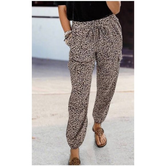 The Asher Lane Fiercely Loyal Leopard Drawstring Joggers. New!!! Size SM - Picture 6 of 9